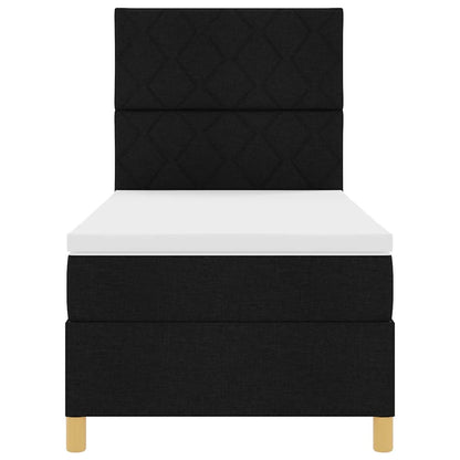 Boxspringbett mit Kopfteil Schwarz 100 x 200 cm Stoff