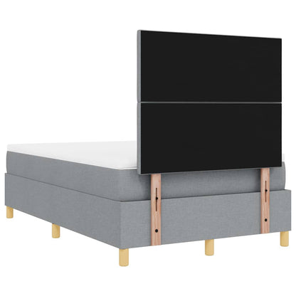 Boxspringbett mit Kopfteil Hellgrau 120 x 200 cm Stoff