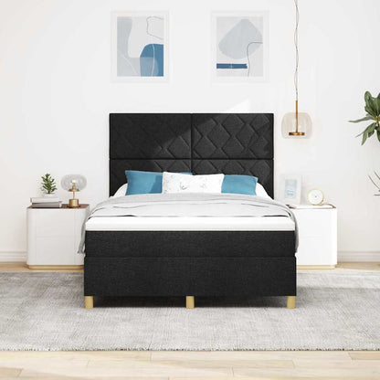 Boxspringbett mit Kopfteil Schwarz 140 x 190 cm Stoff