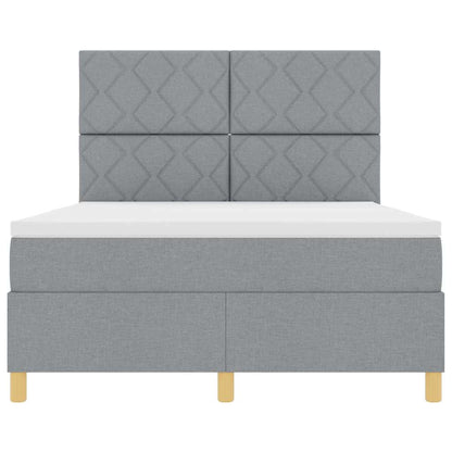 Boxspringbett mit Kopfteil Hellgrau 140 x 200 cm Stoff