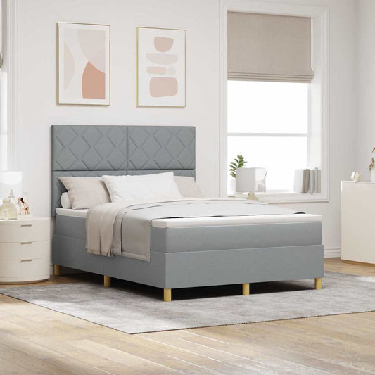 Boxspringbett mit Kopfteil Hellgrau 160 x 200 cm Stoff