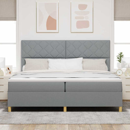 Boxspringbett mit Kopfteil Hellgrau 200 x 200 cm Stoff