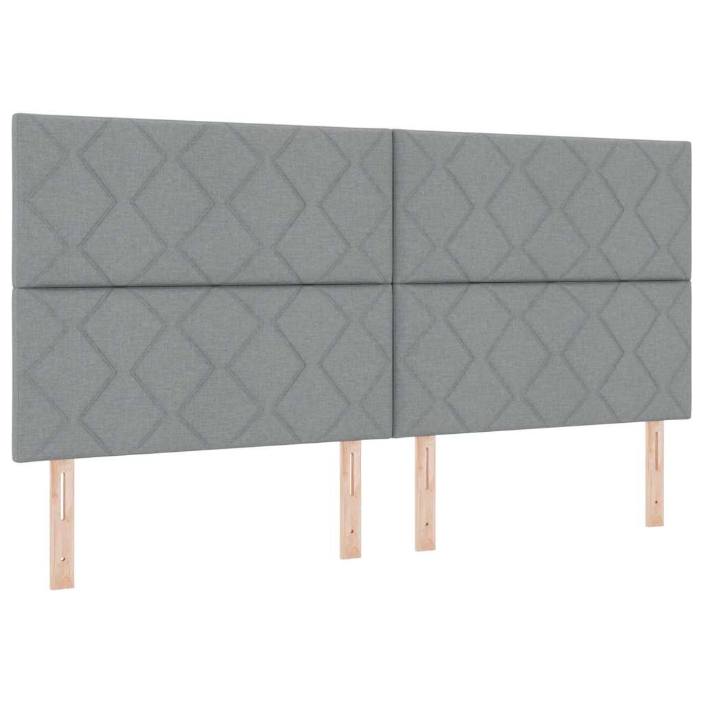 Boxspringbett mit Kopfteil Hellgrau 200 x 200 cm Stoff