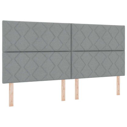 Boxspringbett mit Kopfteil Hellgrau 200 x 200 cm Stoff
