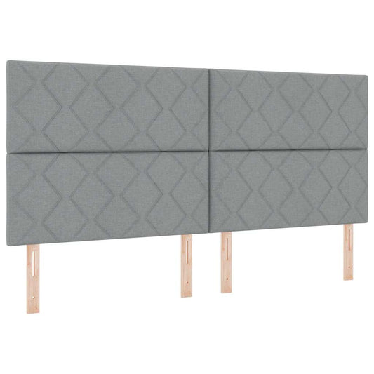 Boxspringbett mit Kopfteil Hellgrau 200 x 200 cm Stoff