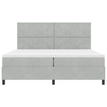 Boxspringbett mit Matratze Hellgrau 200 x 200 cm Samt