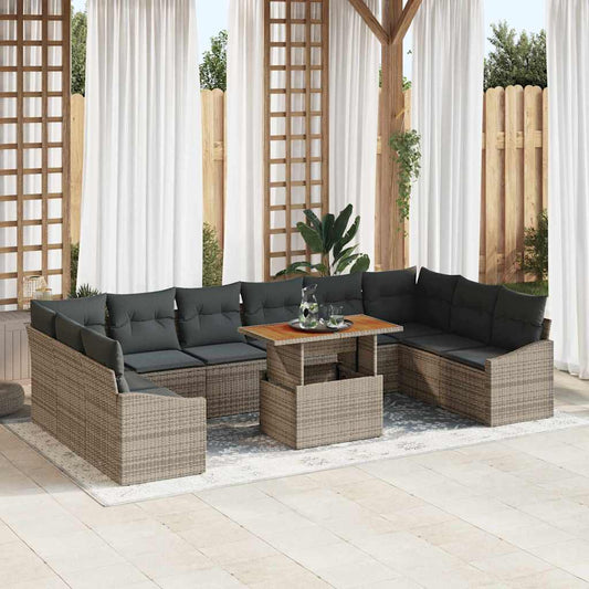 Garten Essgruppe mit Kissen mit Kissen 11 pcs Grau und Braun