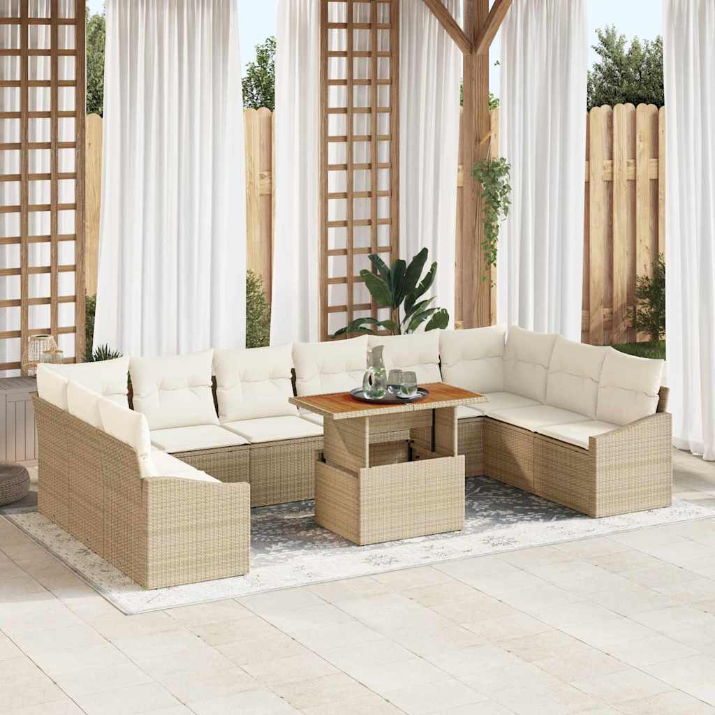 Garten Essgruppe mit Kissen mit Kissen 11 pcs Beige und Creme