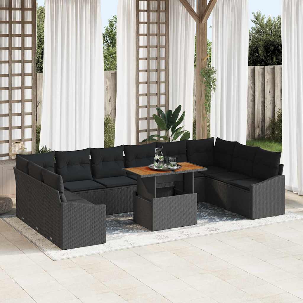 Garten Essgruppe mit Kissen mit Kissen 11 pcs Schwarz und Braun
