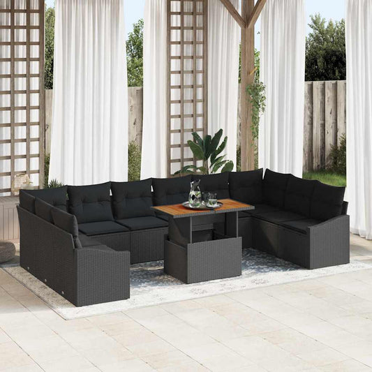 Garten Essgruppe mit Kissen mit Kissen 11 pcs Schwarz und Braun