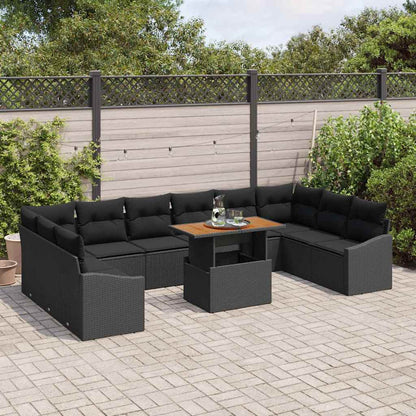 Garten Essgruppe mit Kissen mit Kissen 11 pcs Schwarz und Braun