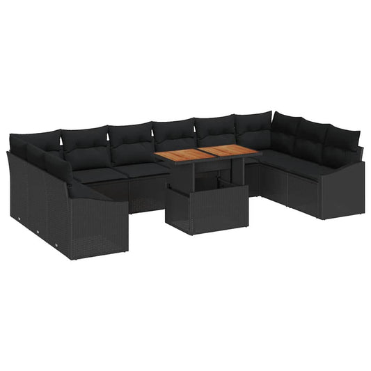 Garten Essgruppe mit Kissen mit Kissen 11 pcs Schwarz und Braun