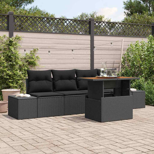 Garten Essgruppe mit Kissen mit Kissen 5 pcs Schwarz und Braun