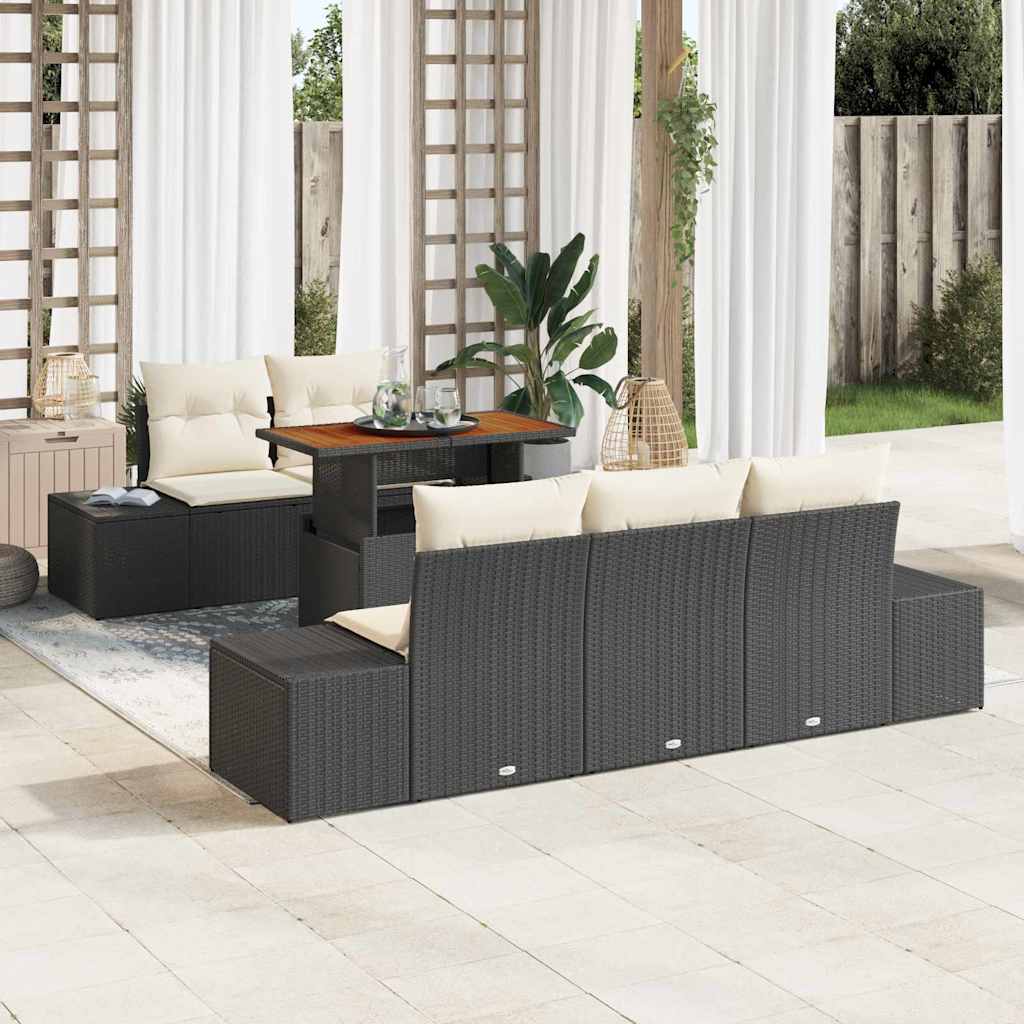 Garten Essgruppe mit Kissen mit Kissen 6 pcs Schwarz und Creme