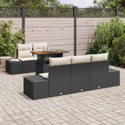 Garten Essgruppe mit Kissen mit Kissen 6 pcs Schwarz und Creme