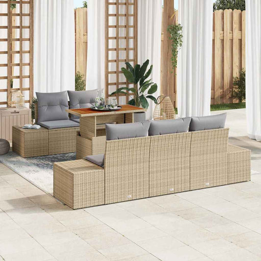 Garten Essgruppe mit Kissen mit Kissen 6 pcs Beige und Grau