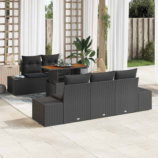 Garten Essgruppe mit Kissen mit Kissen 6 pcs Schwarz und Braun