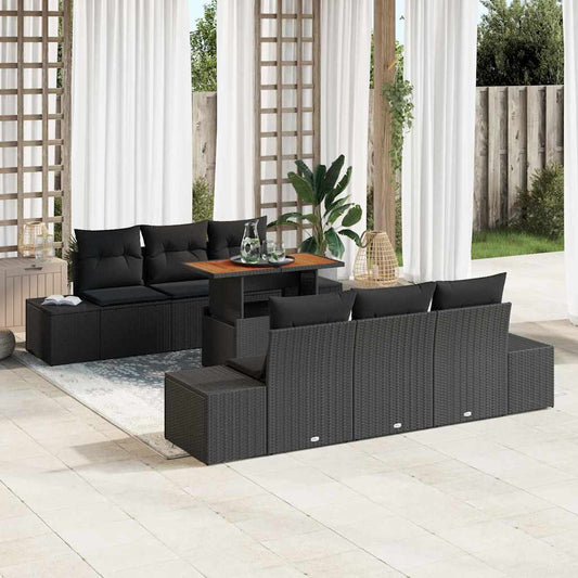 Garten Essgruppe mit Kissen mit Kissen 7 pcs Schwarz und Braun