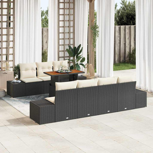Garten Essgruppe mit Kissen mit Kissen 8 pcs Schwarz und Creme