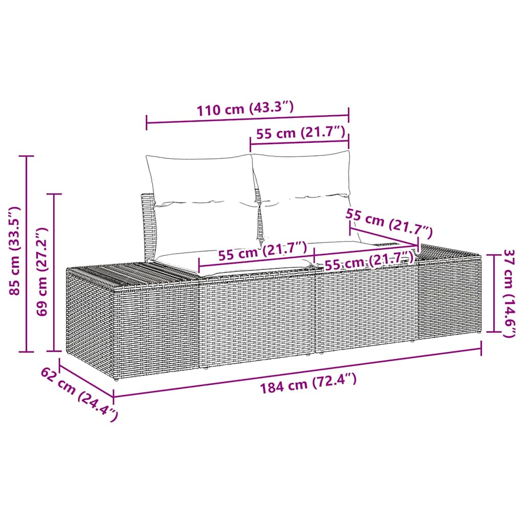 Garten Essgruppe mit Kissen mit Kissen 8 pcs Schwarz und Creme
