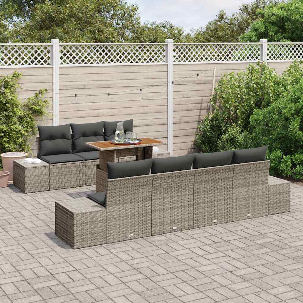 Garten Essgruppe mit Kissen mit Kissen 8 pcs Grau und Braun