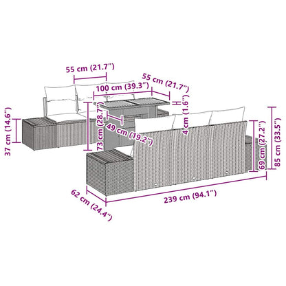 Garten Essgruppe mit Kissen mit Kissen 8 pcs Grau und Braun