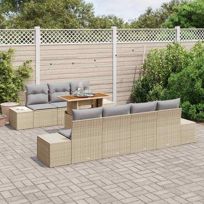Garten Essgruppe mit Kissen mit Kissen 8 pcs Beige und Grau