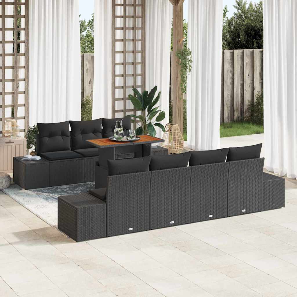Garten Essgruppe mit Kissen mit Kissen 8 pcs Schwarz und Braun
