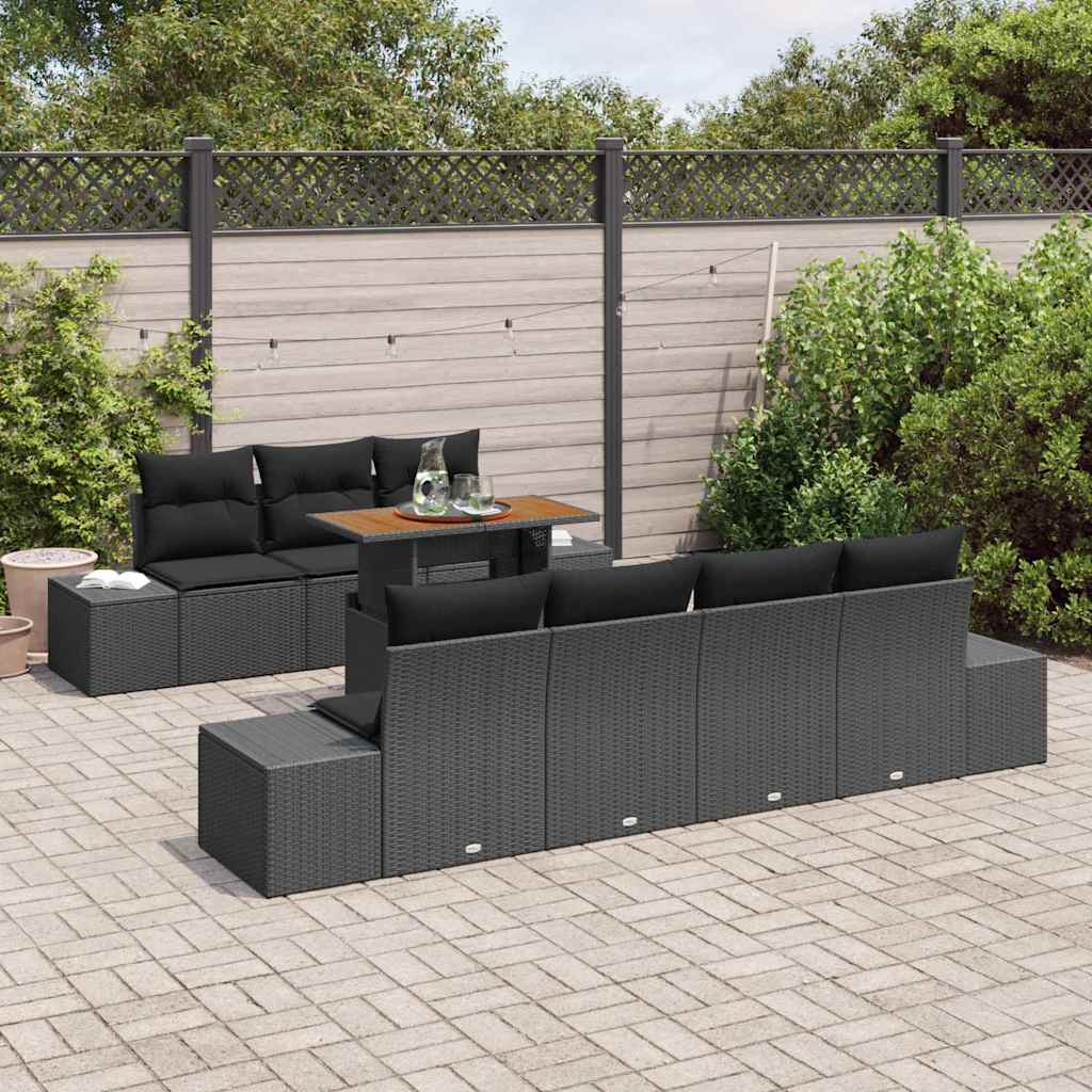 Garten Essgruppe mit Kissen mit Kissen 8 pcs Schwarz und Braun