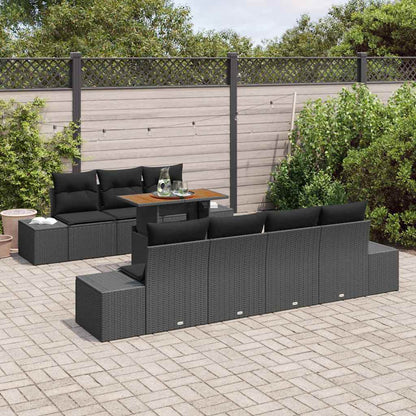 Garten Essgruppe mit Kissen mit Kissen 8 pcs Schwarz und Braun