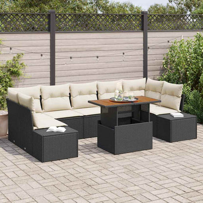 Garten Essgruppe mit Kissen mit Kissen 8 pcs Schwarz und Creme