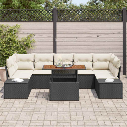 Garten Essgruppe mit Kissen mit Kissen 8 pcs Schwarz und Creme