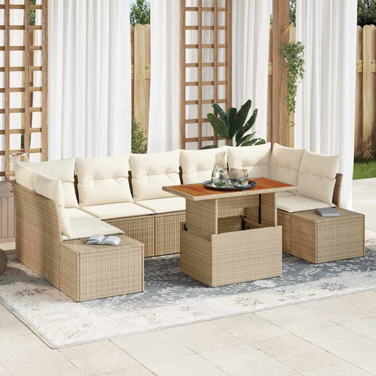 Garten Essgruppe mit Kissen mit Kissen 8 pcs Beige und Creme