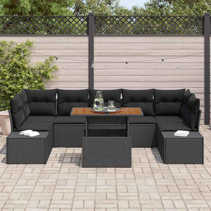 Garten Essgruppe mit Kissen mit Kissen 8 pcs Schwarz und Braun