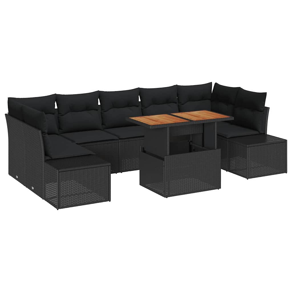 Garten Essgruppe mit Kissen mit Kissen 8 pcs Schwarz und Braun
