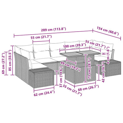 Garten Essgruppe mit Kissen mit Kissen 8 pcs Schwarz und Braun