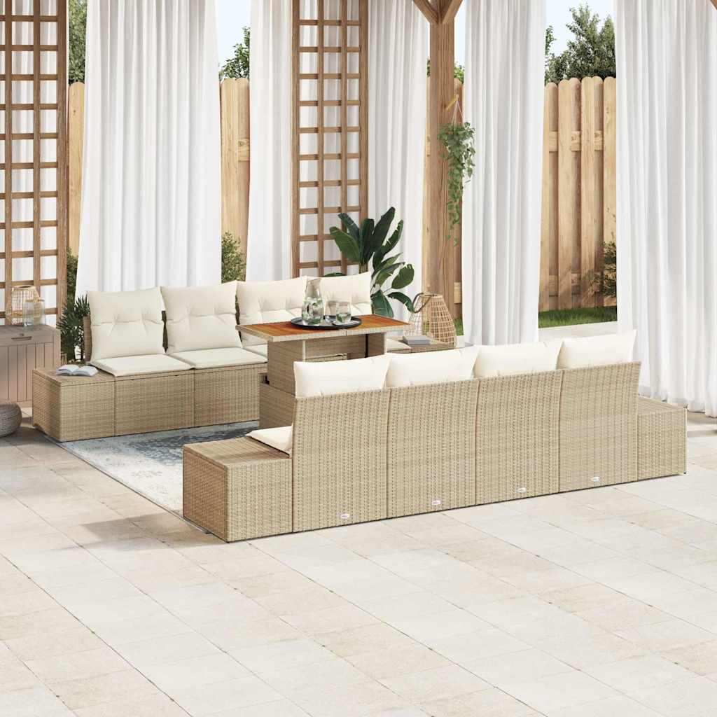 Garten Essgruppe mit Kissen mit Kissen 9 pcs Beige und Creme