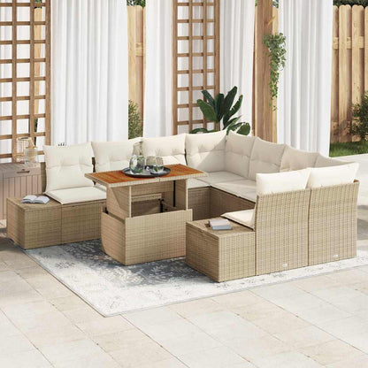 Garten Essgruppe mit Kissen mit Kissen 9 pcs Beige und Creme