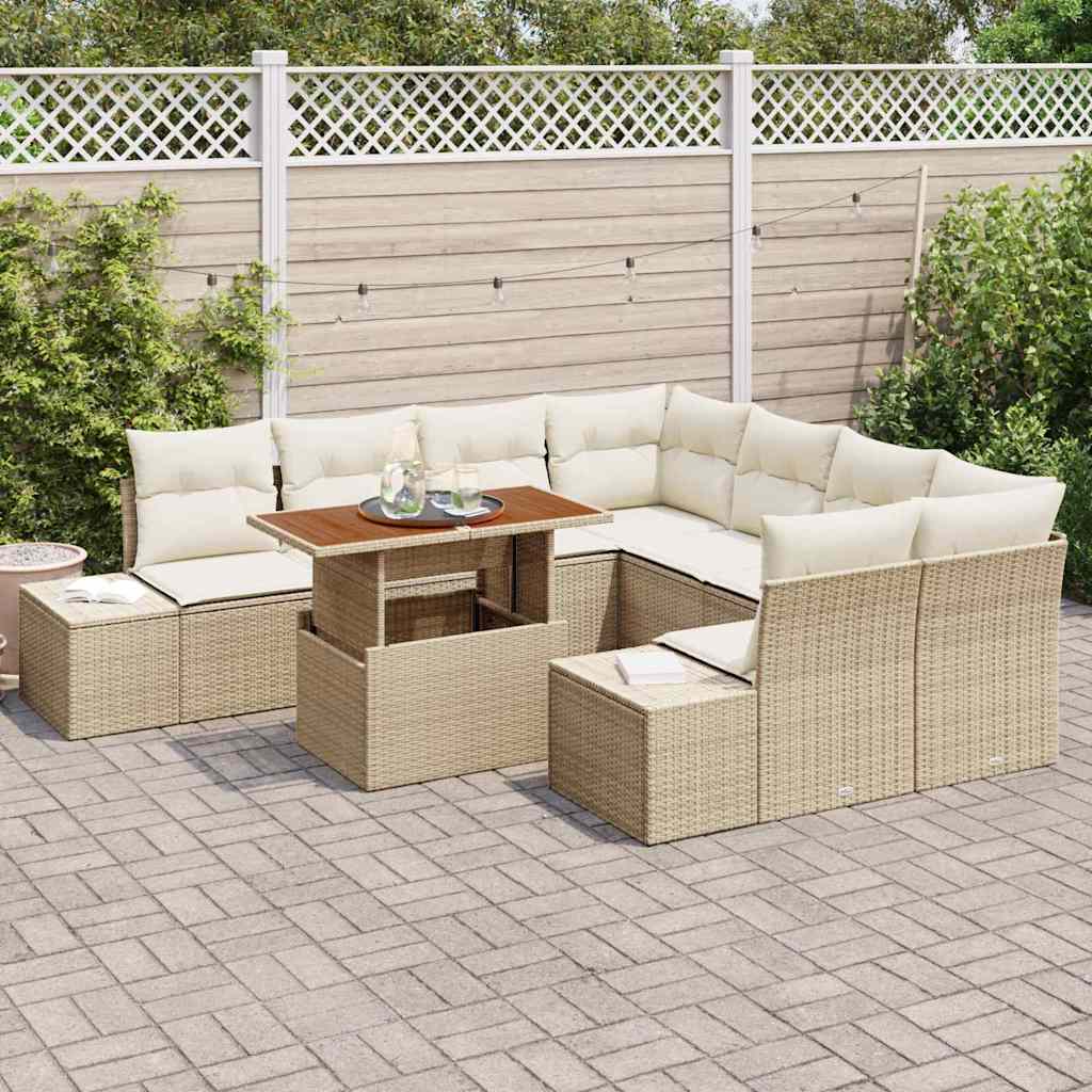 Garten Essgruppe mit Kissen mit Kissen 9 pcs Beige und Creme