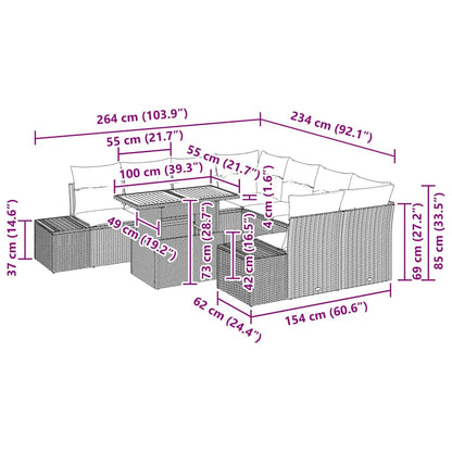 Garten Essgruppe mit Kissen mit Kissen 9 pcs Beige und Creme