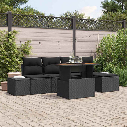 Garten Essgruppe mit Kissen 6 pcs Schwarz und Braun