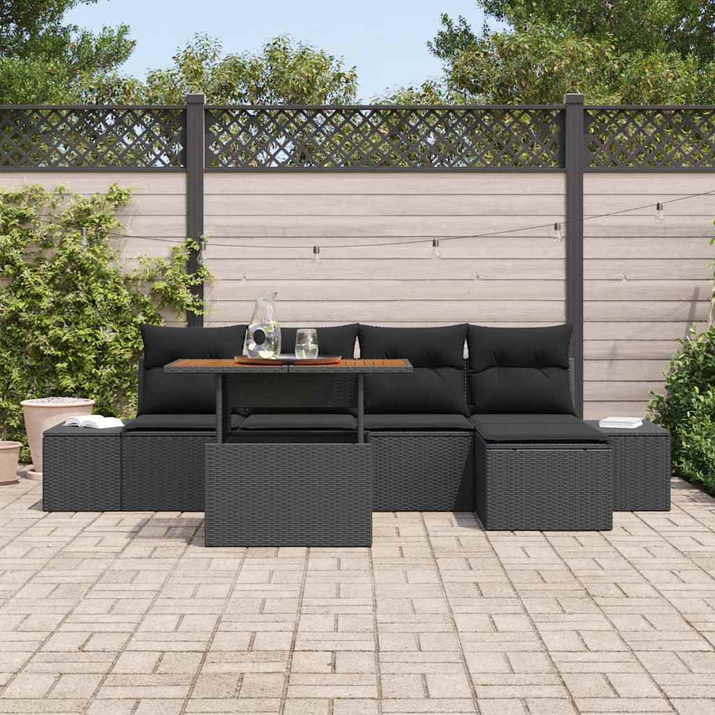 Garten Essgruppe mit Kissen 6 pcs Schwarz und Braun