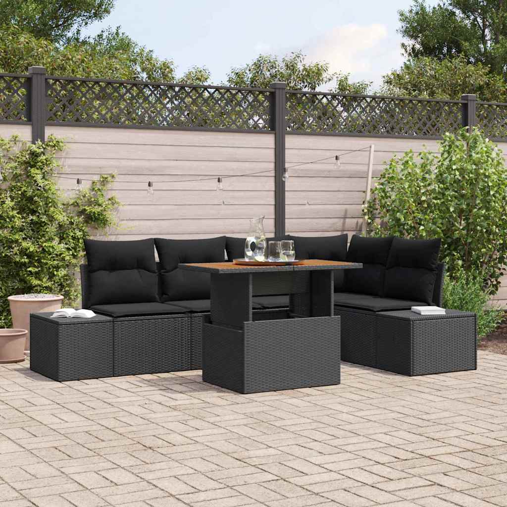 Garten Essgruppe mit Kissen mit Kissen 6 pcs Schwarz und Braun