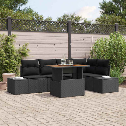 Garten Essgruppe mit Kissen mit Kissen 6 pcs Schwarz und Braun