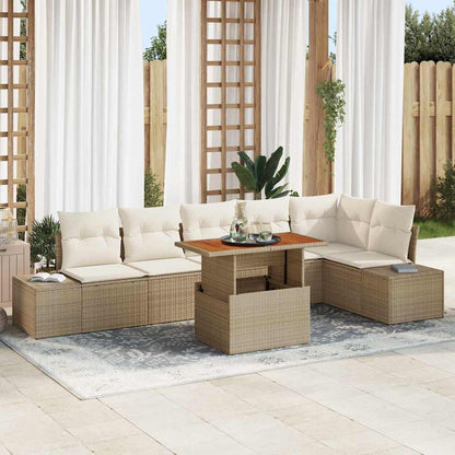 Garten Essgruppe mit Kissen mit Kissen 7 pcs Beige und Creme