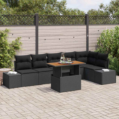 Garten Essgruppe mit Kissen mit Kissen 7 pcs Schwarz und Braun