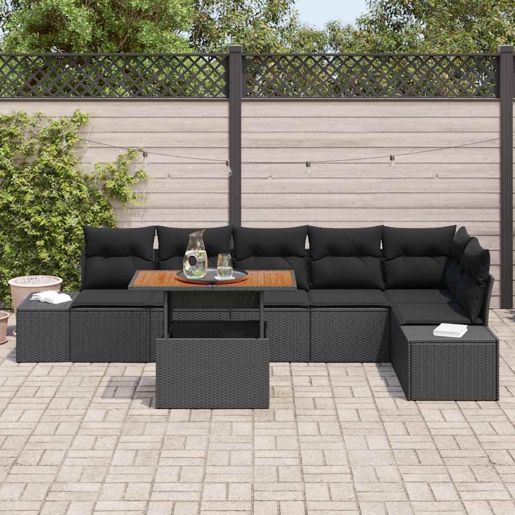 Garten Essgruppe mit Kissen mit Kissen 7 pcs Schwarz und Braun