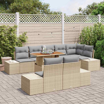 Garten Essgruppe mit Kissen mit Kissen 9 pcs Beige und Grau