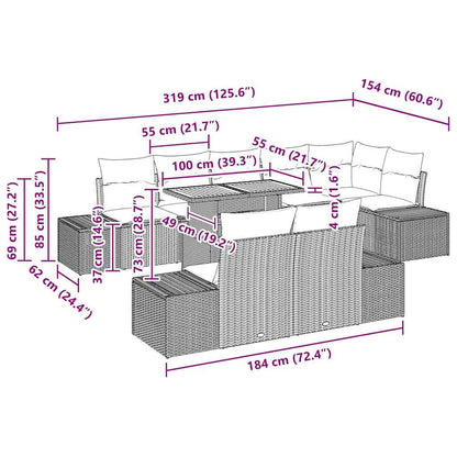 Garten Essgruppe mit Kissen mit Kissen 9 pcs Beige und Grau