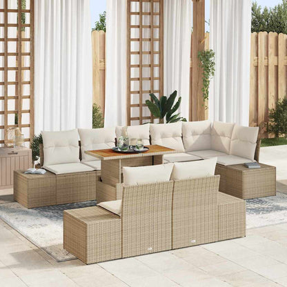 Garten Essgruppe mit Kissen mit Kissen 9 pcs Beige und Creme